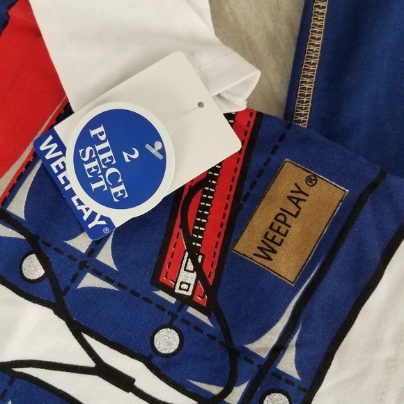 NEW Weeplay Kids Boys 12m 2 pcs Set Long Sleeve T-Shirt Tee Pants Sweatpants - Picture 4 of 5